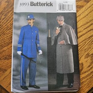 Butterick 3993 Costume Pattern Mens L XL Sherlock Holmes Police Bobby